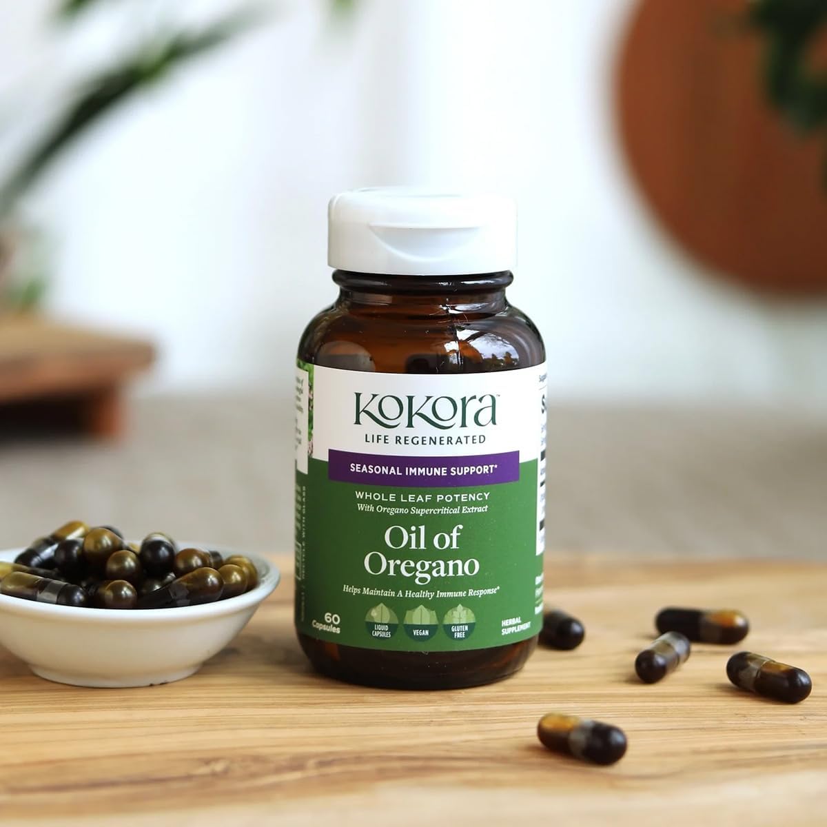 kokora Oil of Oregano, Supercritical CO2 Extract, Immune & Antioxidant Support Supplement*, Organic Oregano Leaf, 50mg Carvacrol, Vegan & Gluten Free, 60 Liquid Capsules - 60 Servings
