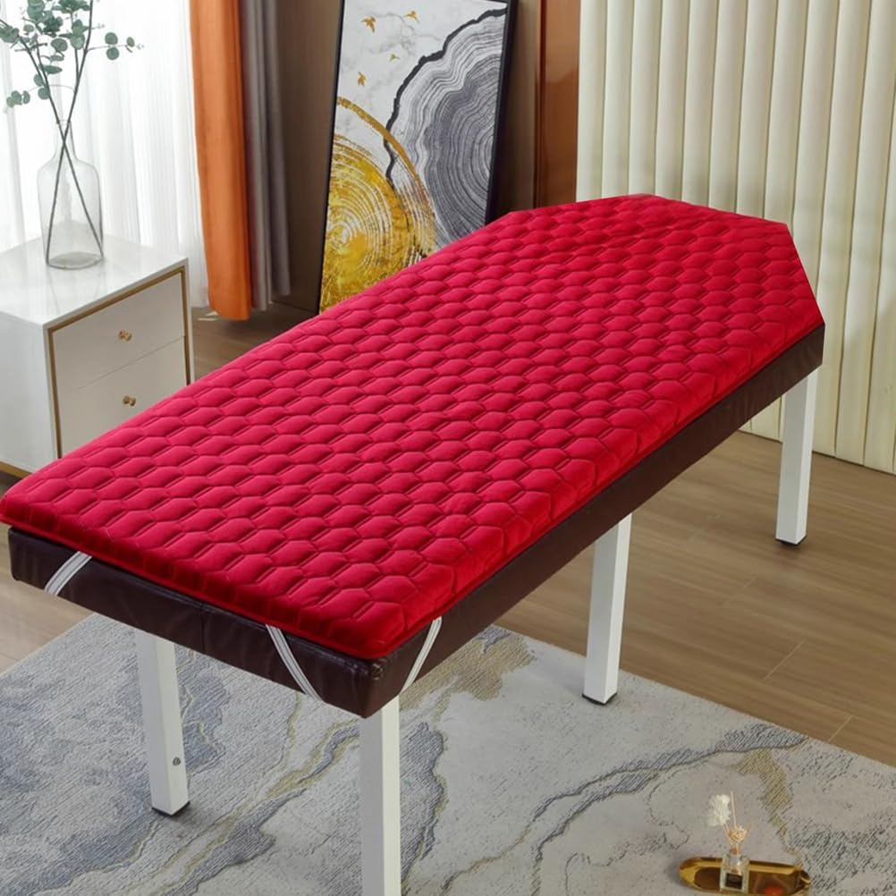 Memory Foam Lash Bed Topper Thick 5Cm Non-Slip Massage Table Mattress Topper Spa Bed Pad Without Hole Spa Table Topper for Beauty Salon Massage Square Round Head,Red(t),190 * 70cm