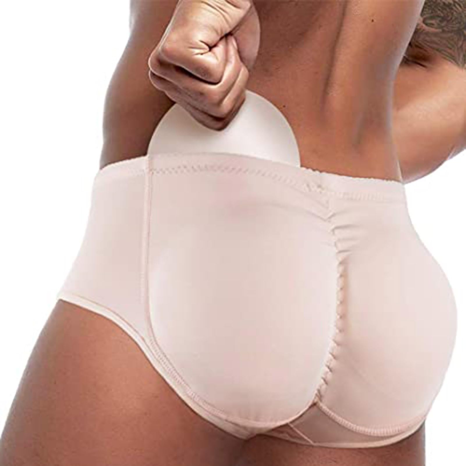 WDCAYQHZMen's Booty Lift Brief Padded Lifting Underwear Butt Booster Push Up Trunks Shorts with 2Pcs Hip Removable Pad