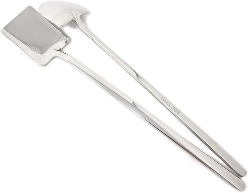 Miniatura 4 de Honbay Juego de 4 cucharas de helado de mango largo de acero inoxidable, cucharas para mezclar y agitar, palas para bar de fiesta en casa (plata)