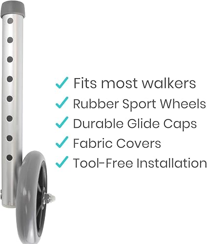 Miniatura 7 de Vive Ruedas de andador, deslizadores de esquí, cubiertas de accesorios para personas mayores (6 unidades), piezas de repuesto para pies de repuesto