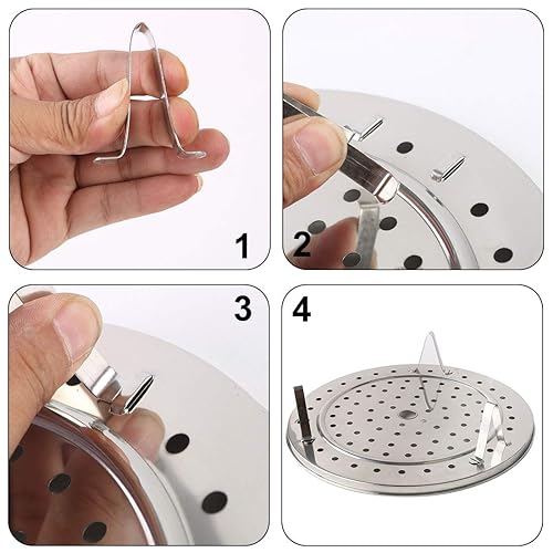 Miniatura 5 de uxcell Utensilios de cocina del soporte de la bandeja del estante de la conserva, del vapor de la comida del acero inoxidable 10 pulgadas