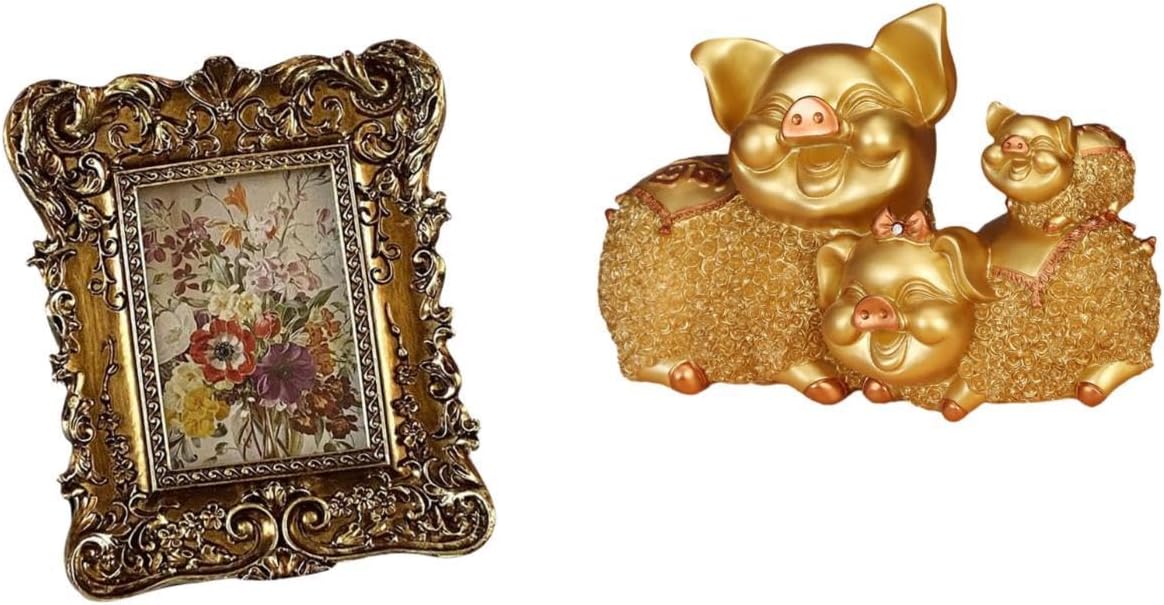 Hand Carved Floral Photo Frame Figurine Picture Holder Tabletop Wall Mounted Antique Modern Collectible Animal Statue Resin Sculpture for of