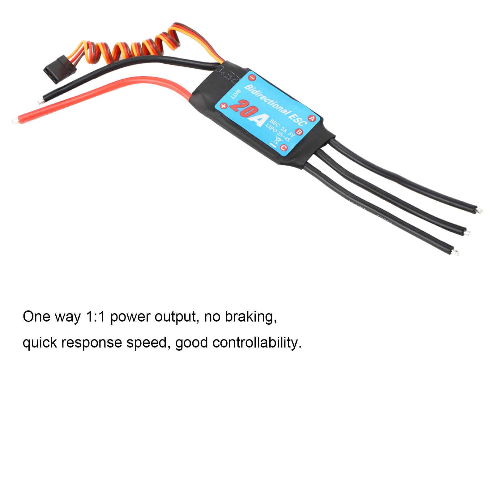 SUNGOOYUE ESC Sans Balais Bidirectionnel 40A – 2-6S LiPo, BEC 5V 3A, Plug And Play – Pour Voiture, Bateau, Propulseur RC
