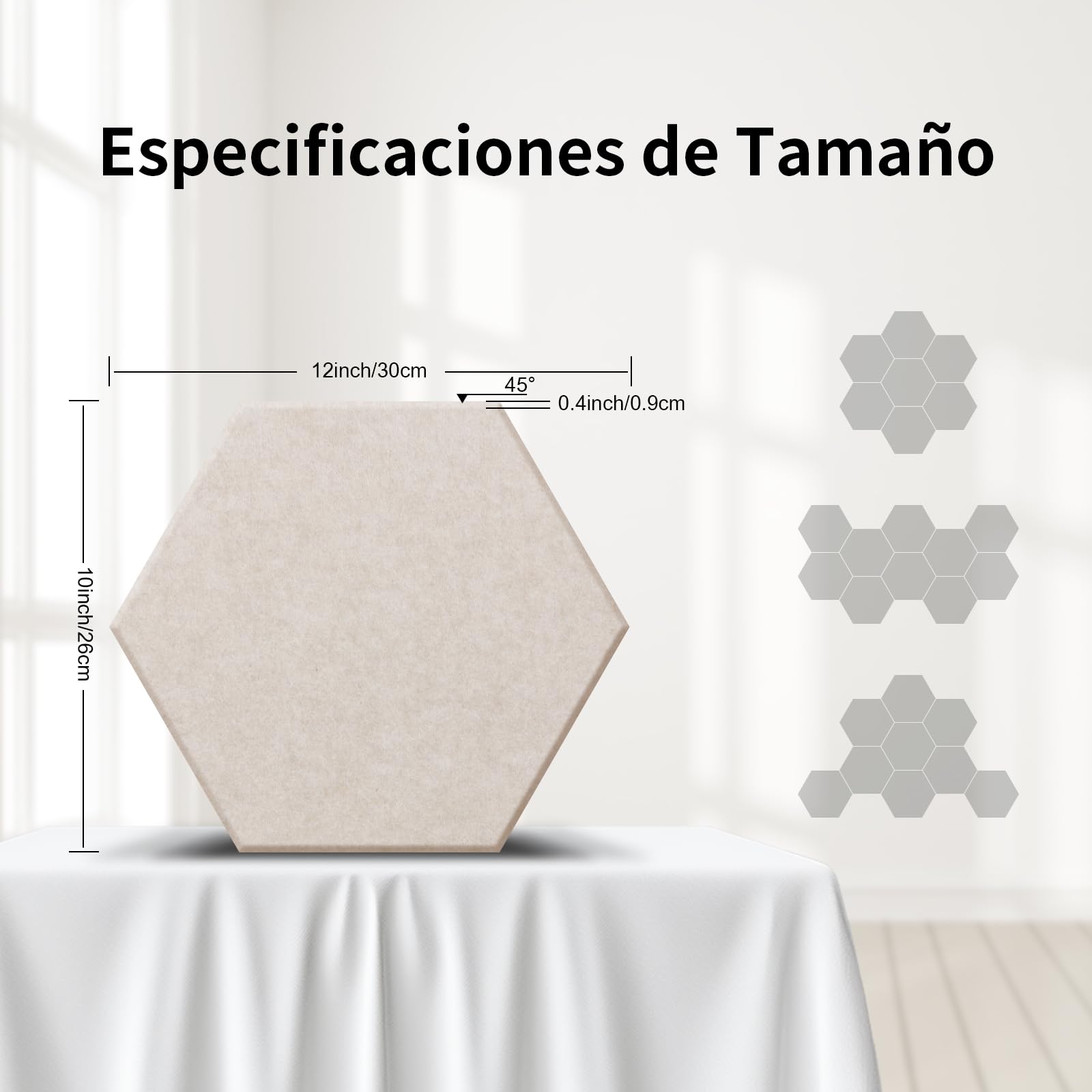 36 pieza Paneles Acústicos Hexagonales Autoadhesivos | Aislamiento acústico eficaz alta densidad (230kg/m³) NRC 0.95 cubre 2,11 m² Perfectos para paredes y puertas,sala de juegos,Camel claro