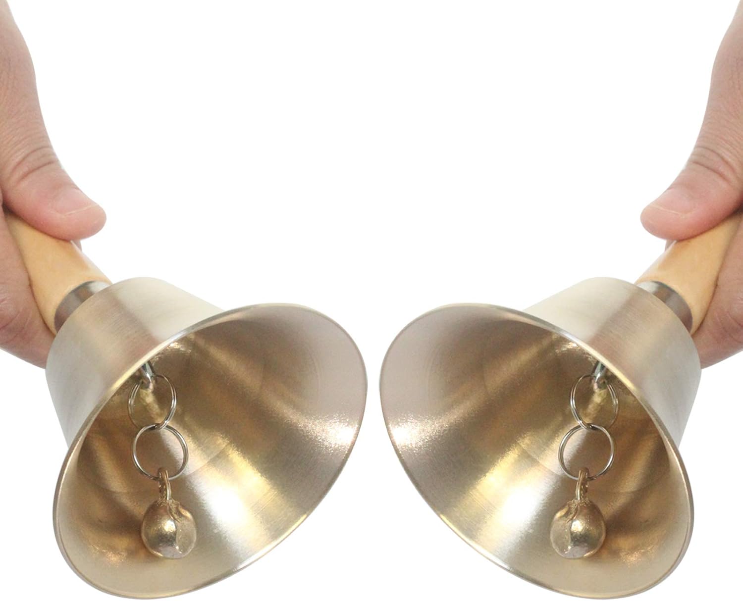 Loud Solid Brass Bell, 2 Pcs Large Hand Bells for School