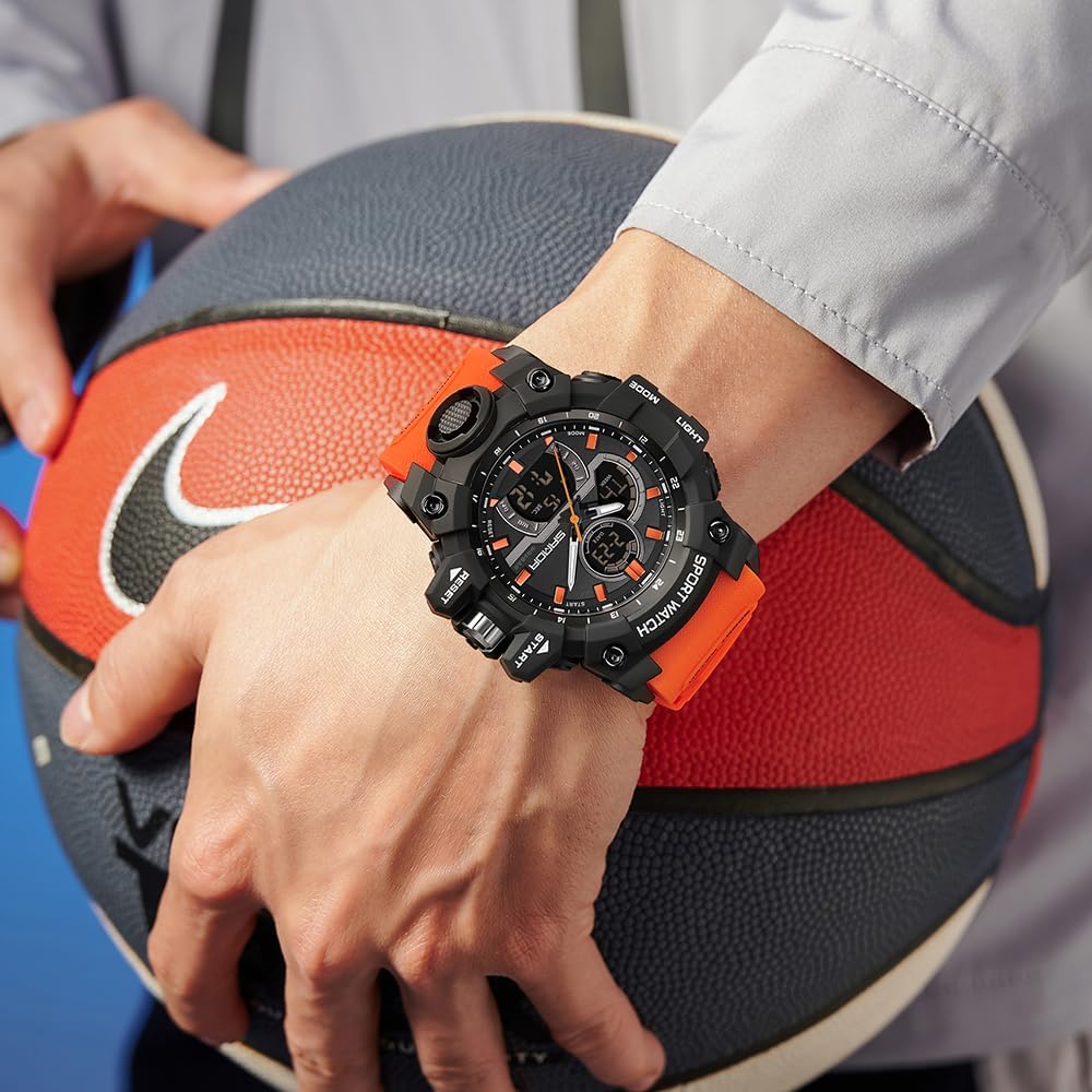 FANMIS Men's Solar Powered Casual Quartz Wrist Watch Analog Digital Multifunctional Black Sports Watch - Image 3