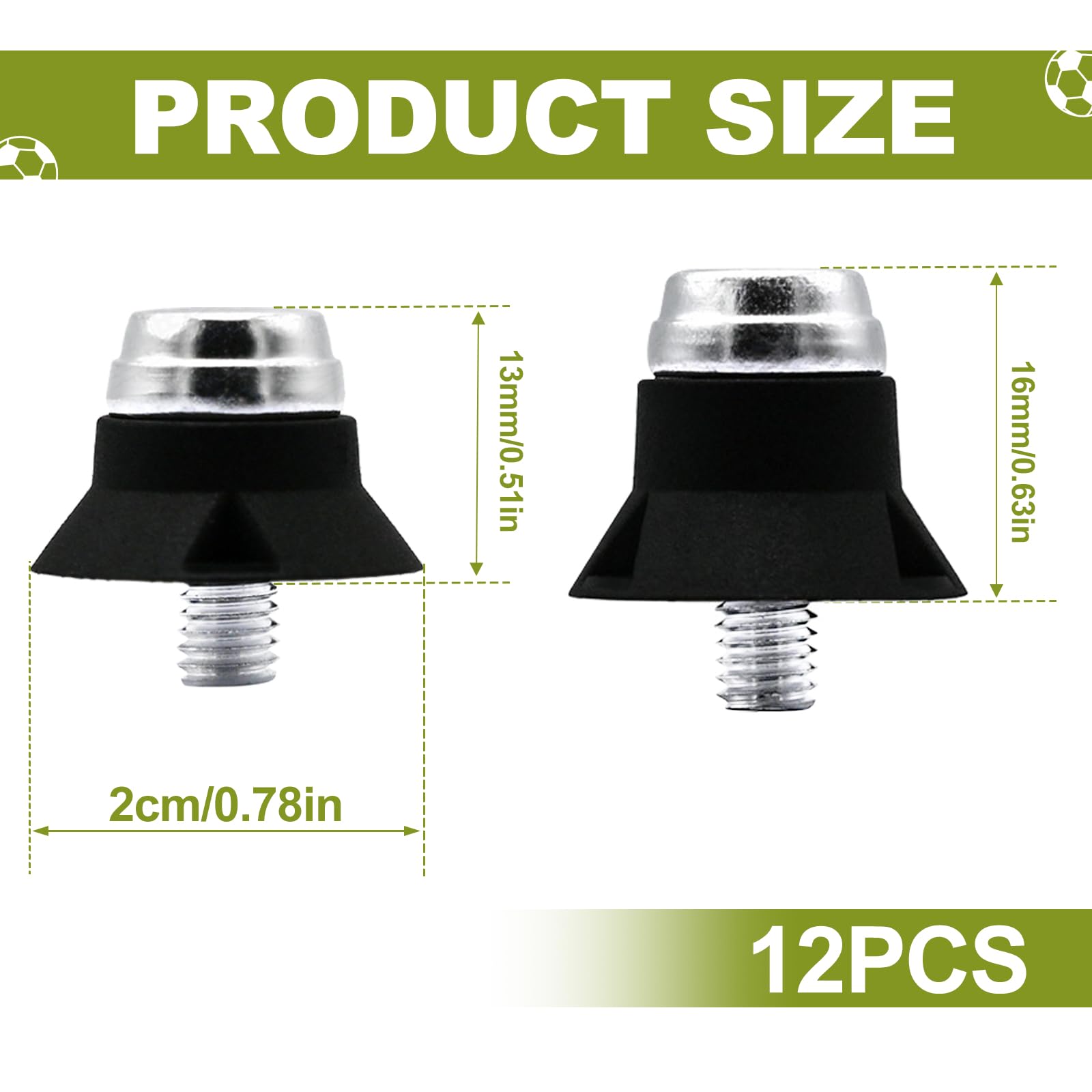 Buty piłkarskie, korek, 12 sztuk, zapasowe korki do piłki nożnej z kluczem, korki ze stopu aluminium, 2 rozmiary 13 mm, 16 mm