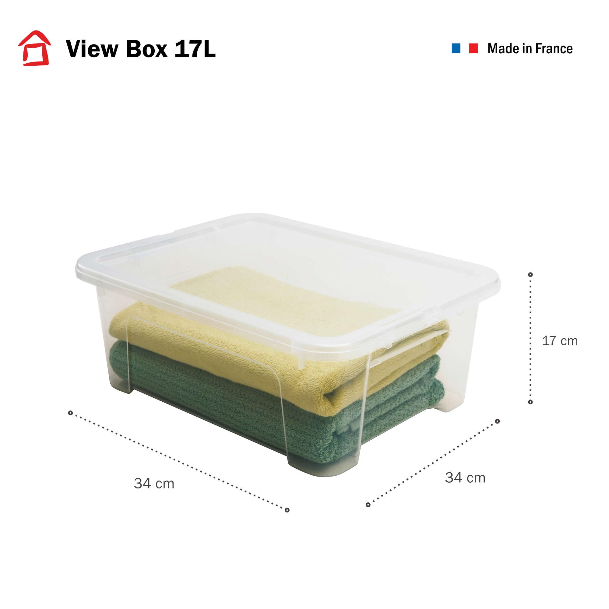 Boîte De Rangement Transparente 17L Avec Couvercle - Wave Box Sundis - Superposable - Fabriquée En France
