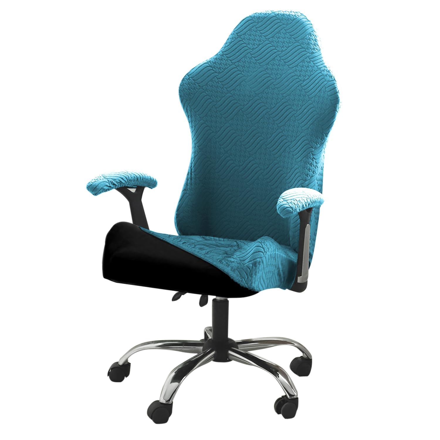Turquoise Gaming Chair Cover - Stretchable & Revolving -1 Turquoise Gaming Chair Cover - Stretchable & Revolving -1