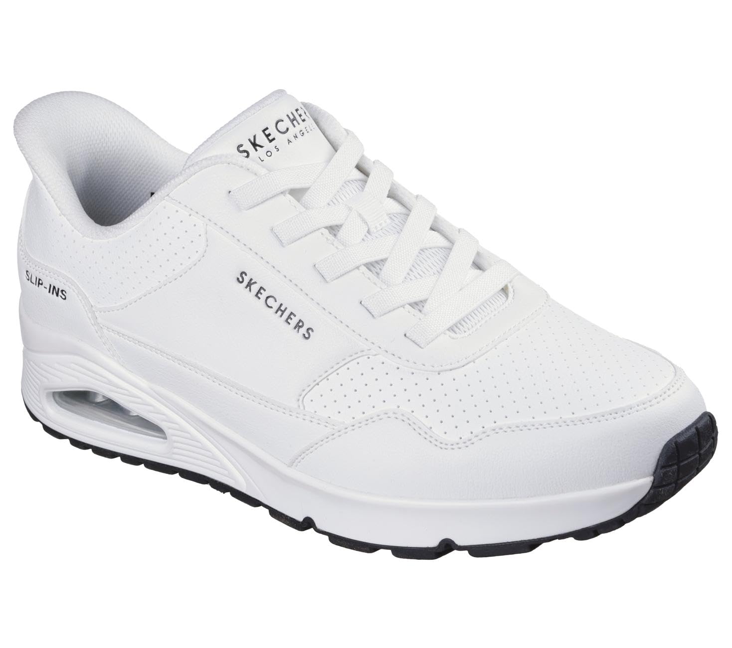 Skechers Men's Uno Banksia Luxe Sneaker, White Duraleather/Mesh, 8 UK