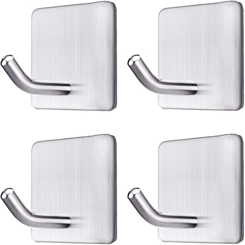 WeTest Ganchos para toallas colgantes de acero inoxidable 304, ganchos adhesivos de pared para baño, cocina y oficina, ganchos de baño resistentes,