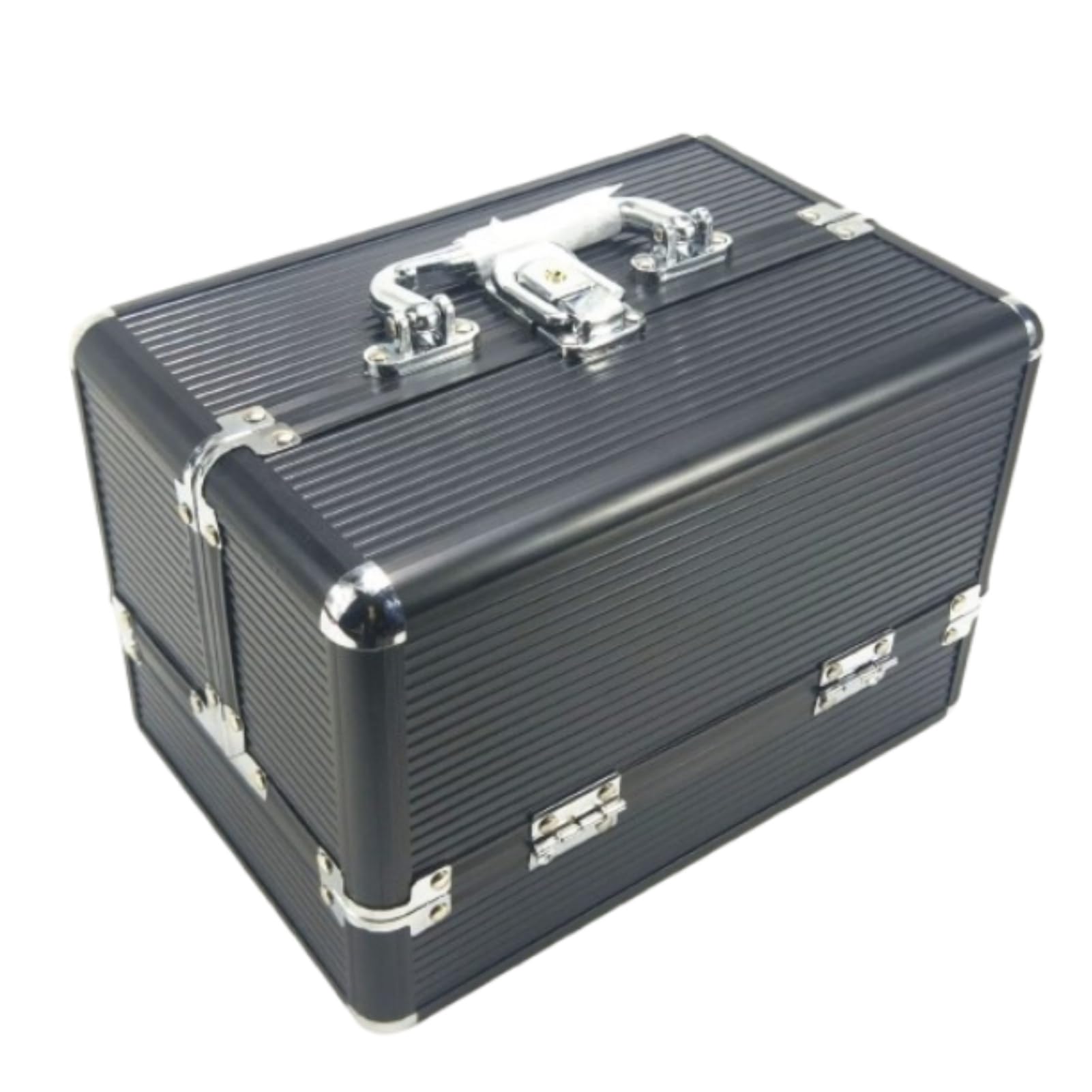 Make -up -Zughülle, Multi -Tier -Make -up -Organisator Box große Kapazität Vanity Cases Kosmetikbox für Salon (Black Strip Black Bottom)