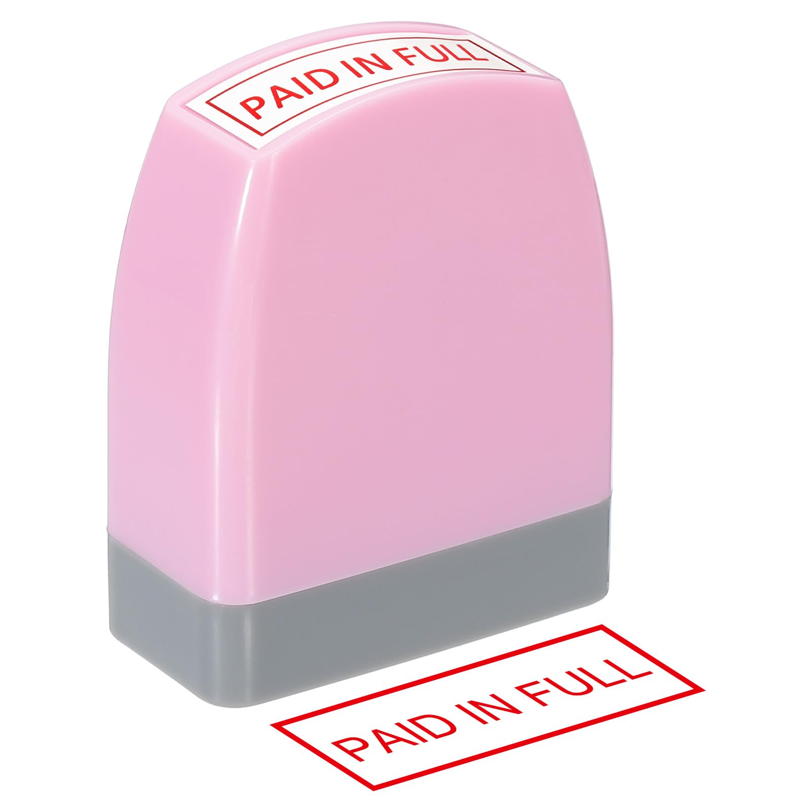 PATIKIL Paid in Full Notice Stamp Self Inking, Red Ink Office Stamps Pre Inked Message Stamp Refillable Business Stamp, Pink