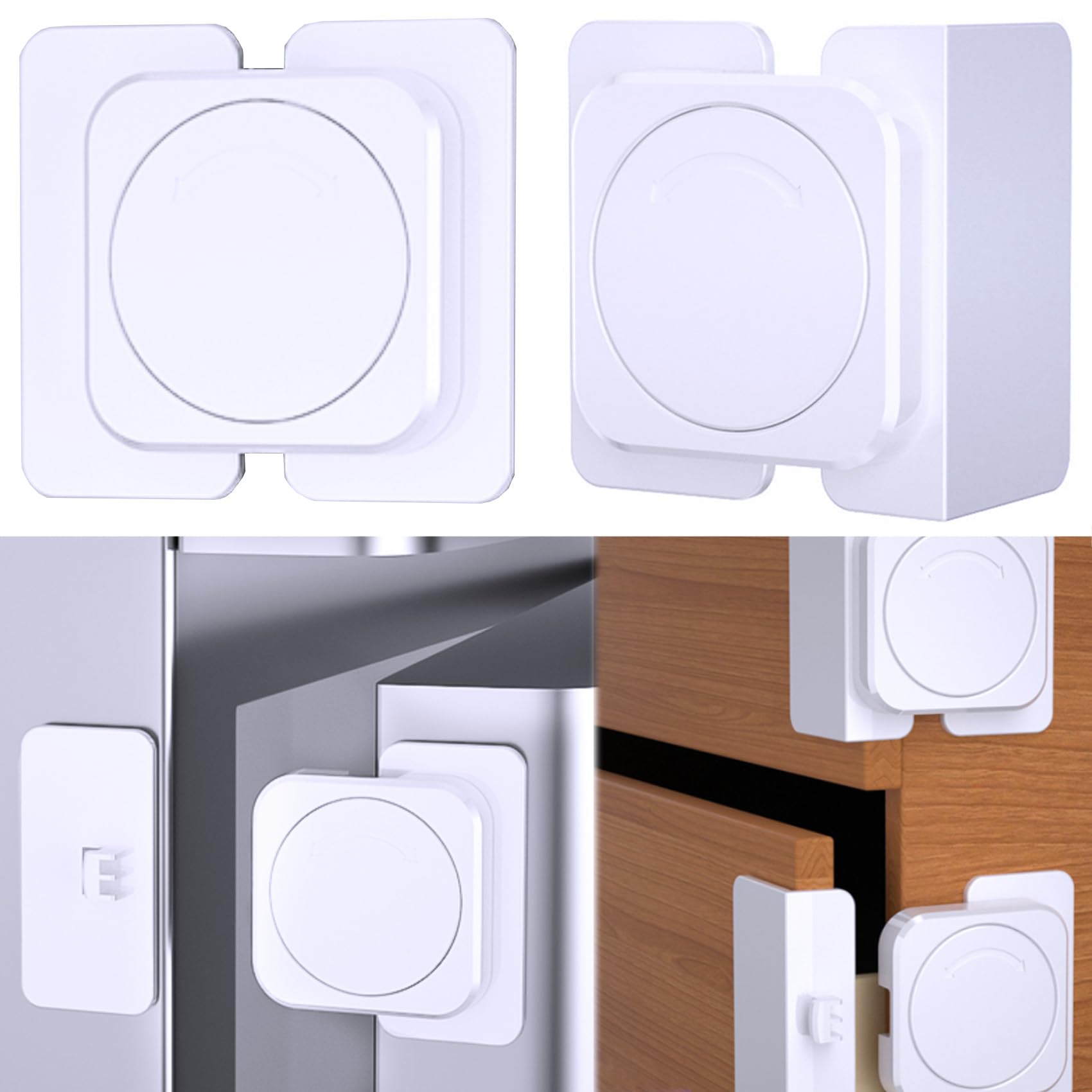 Bstsilver Corner & Flat Drawer Locks Baby Proofing, Refrigerator Lock Child Safety for Filing Cabinets Door Edges Oven Cupboard Kitchen Room, Fridge