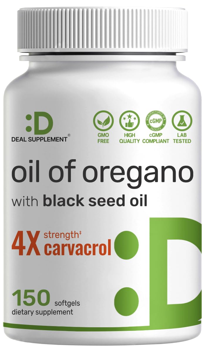 DEAL SUPPLEMENT Oil of Oregano Softgels with Black Seed Oil 150 Count 150 Count (Pack of 1)