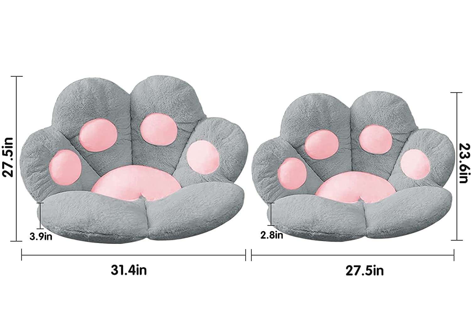 Kat Poot Stoel Kussen Kat Poot Stoel Kussen Leuk Stoel Kussen Bureaustoel Kussen Lazy Sofa/25 (Color : Gray, Size : L-31.4x27.5 inch