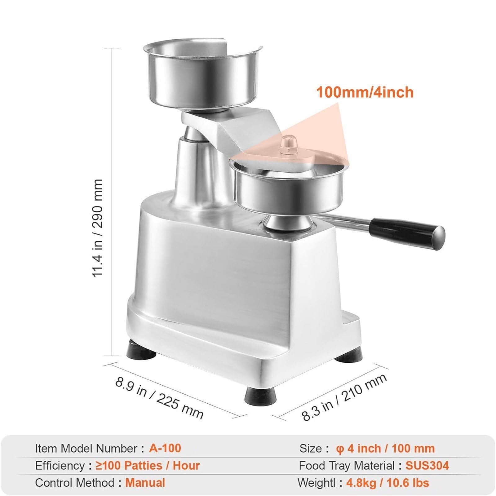 Pressa manuale per hamburger - produttore di hamburger commerciali per torte perfette - Strumenti essenziali per barbecue e utensili da cucina per hamburger fatti in casa