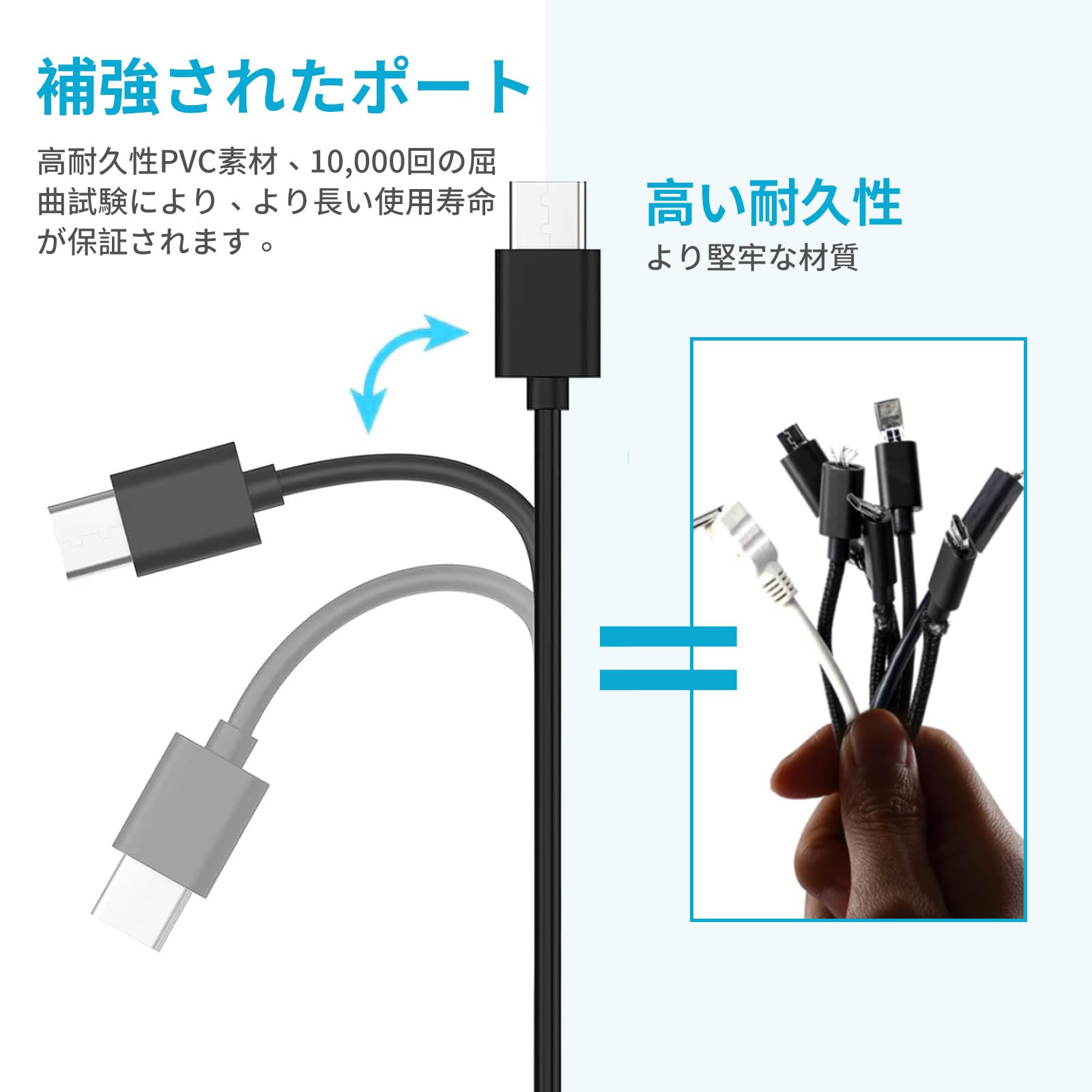 Amazon.co.jp: タイプc ケーブル 2M x1本-充電 データ転送対応 usb a
