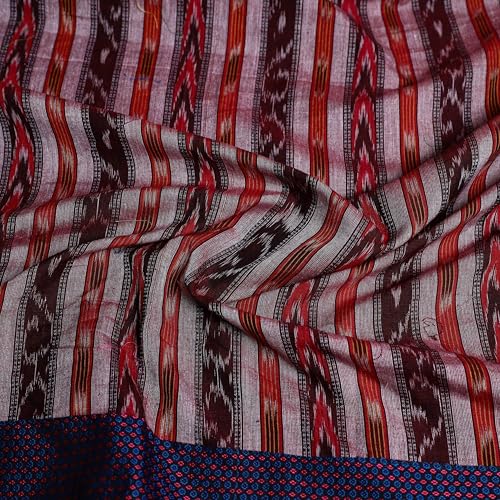 Image of Ethnic Sambalpuri Ikat Unstitched Cotton Blouse Piece with Woven Border
