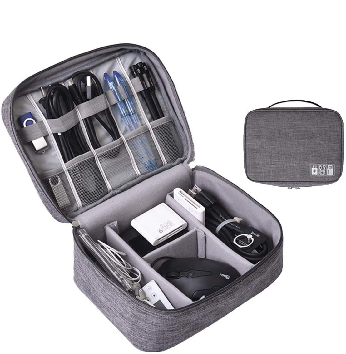 Greeya Cable Accessories Bag Organizer with 3 Removable Dividers | Travel Portable Gadget Storage and Carrying Case for Cables | Waterproof Universal Cord Storage Pouch for Office Home (B08RZ6HZ2C) Amazon Price History, Amazon Price Tracker