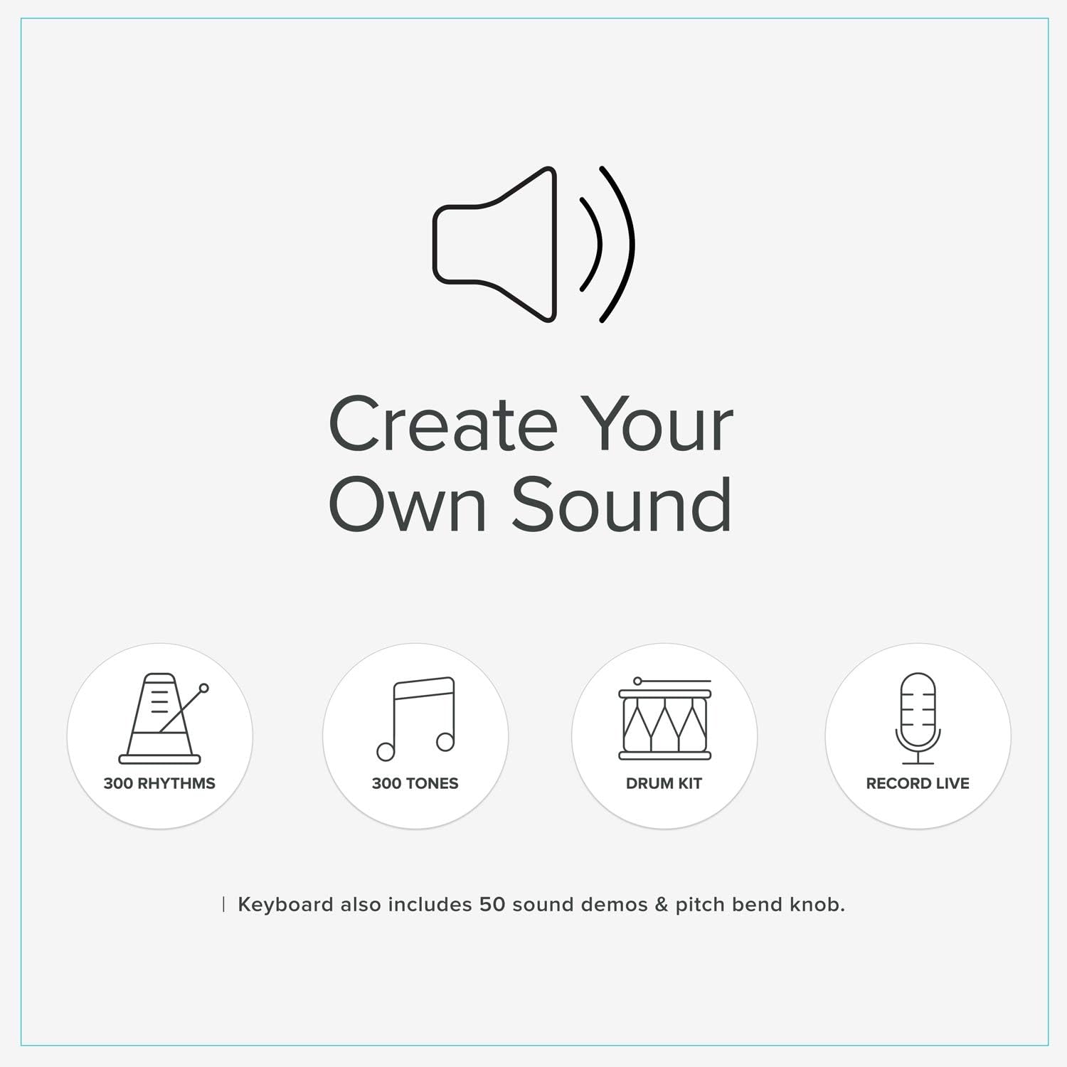 RIF6 keyboard control panel showing options for rhythms, tones, drum kit, and recording.