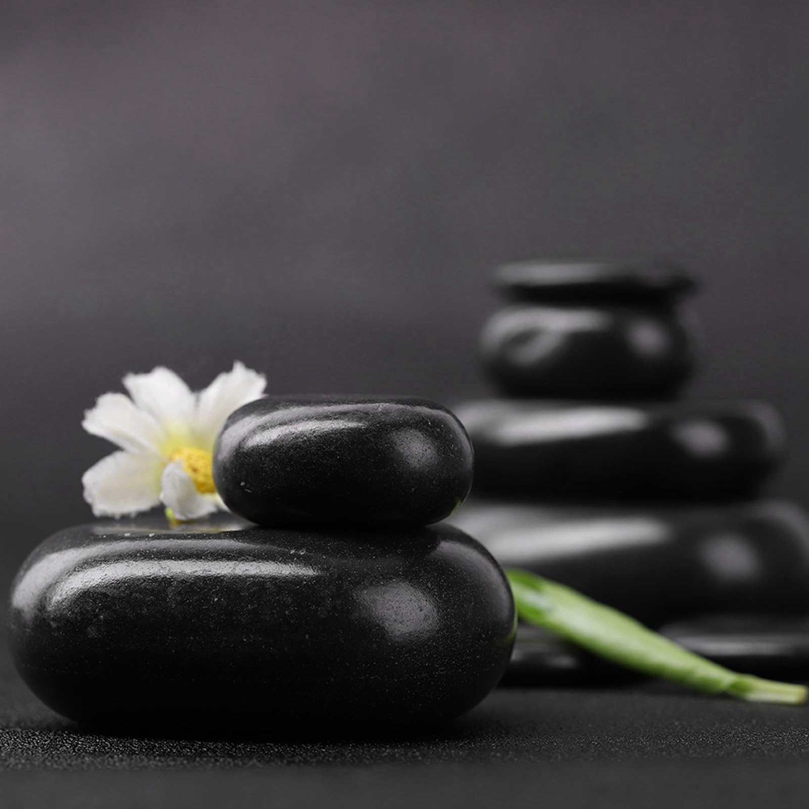 Fockety Ensemble de Pierres de Massage en Basalte Noir, Spa Chaud, 20 Pièces, Massage Complet des Pieds, Relaxation, Pierre Lisse, Voûte Plantaire, Orteils, Jambes Noires
