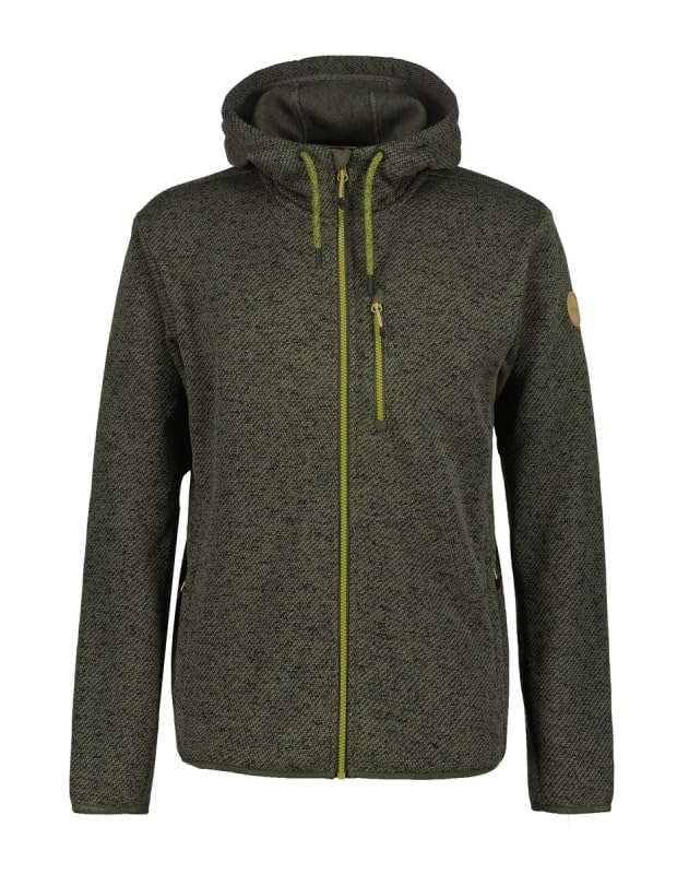 Icepeak MANAWA - Giacca in pile da uomo, verde scuro, in poliestere riciclato, con cappuccio, per attività all'aperto