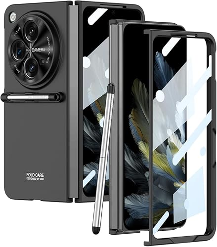 Miimall Funda compatible con OnePlus Open con S Pen, soporte para bolígrafo todo incluido + protector de pantalla de vidrio templado para OnePlus
