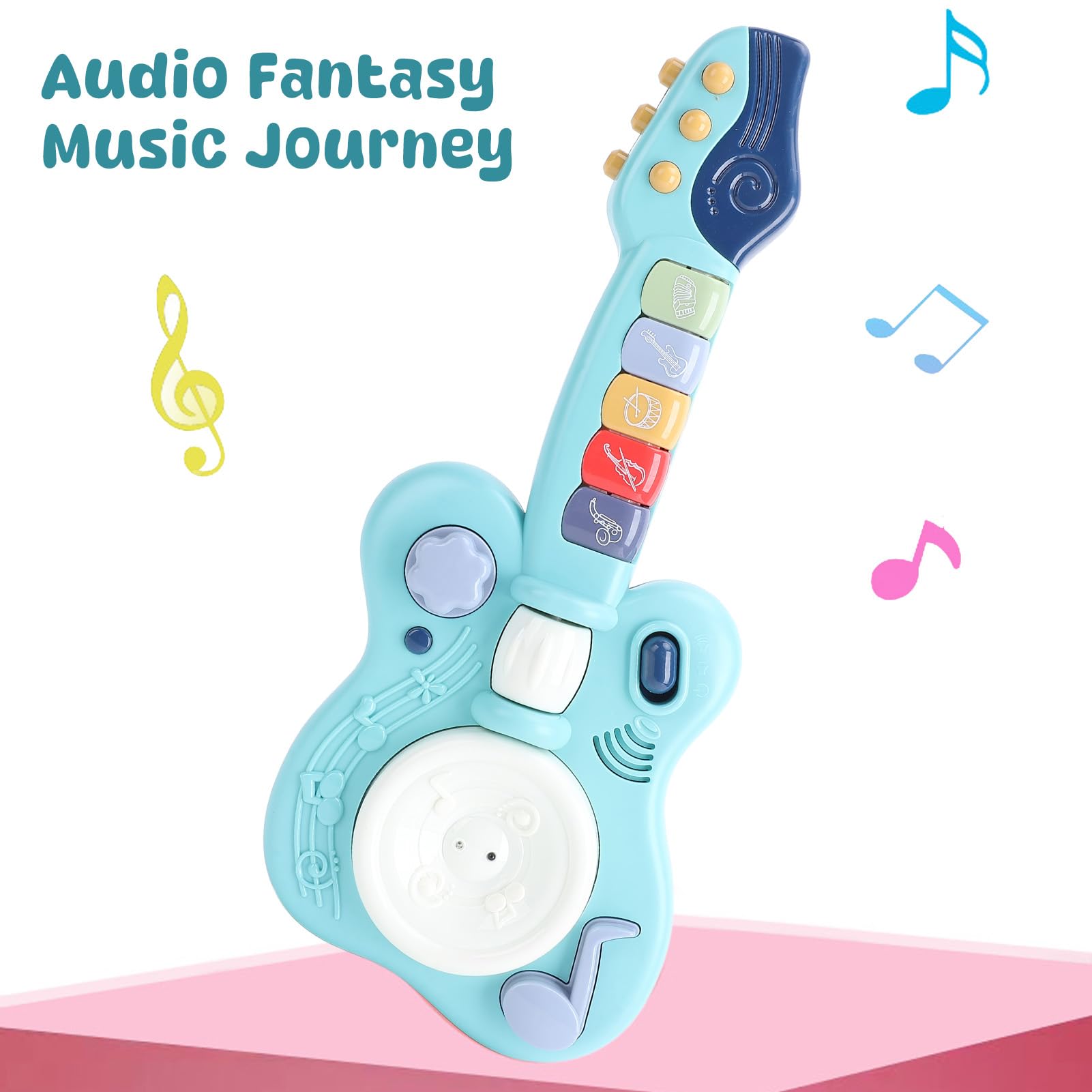 RASTKY Toddler Guitar Toy, Multifunctional Guitar Music Toy, Vibrating Design, Electronic Piano Function, Safe ABS Material, Lightweight and Portable for Fun — view 4