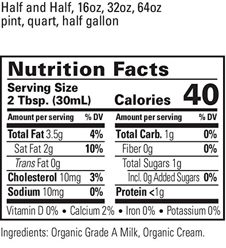 Organic Valley, Organic Half & Half, Half-gallon, 64 oz