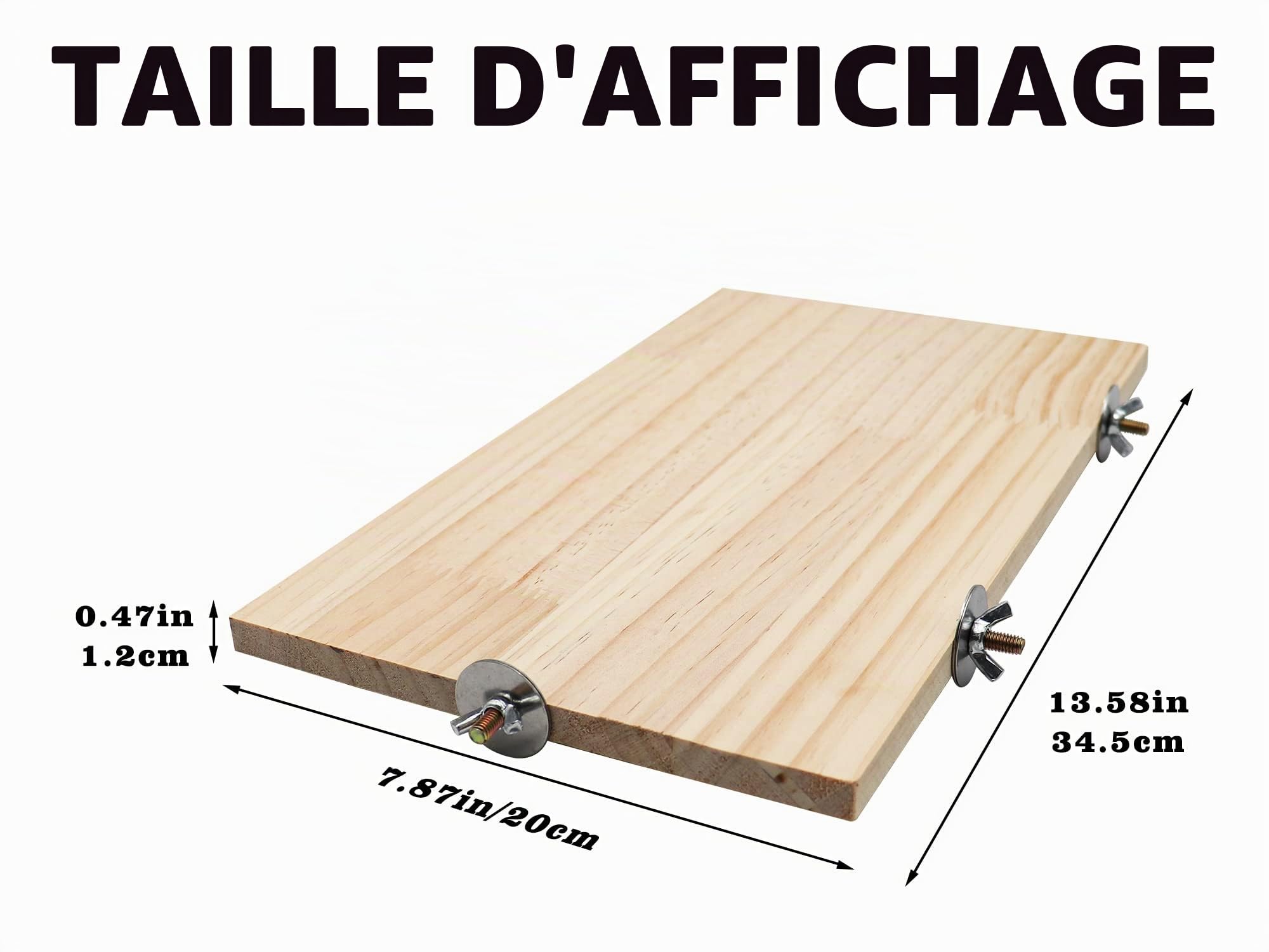 Plateforme Large pour Oiseaux de 34,5 x 20 cm, Perchoir en Bois Naturel pour Animaux de Compagnie, Accessoire de Cage pour Perruches, Cockatiels, Rats, Hamsters, Cochons d'Inde