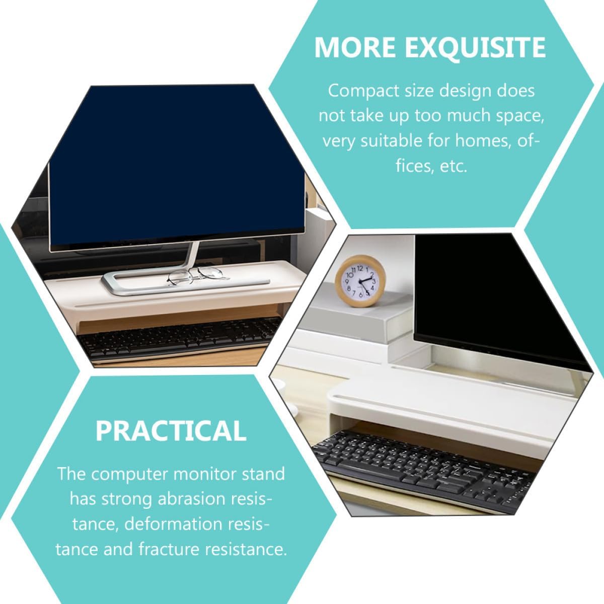 Computer Monitor Stand Desk Riser with Storage Shelf for Home Office image 3