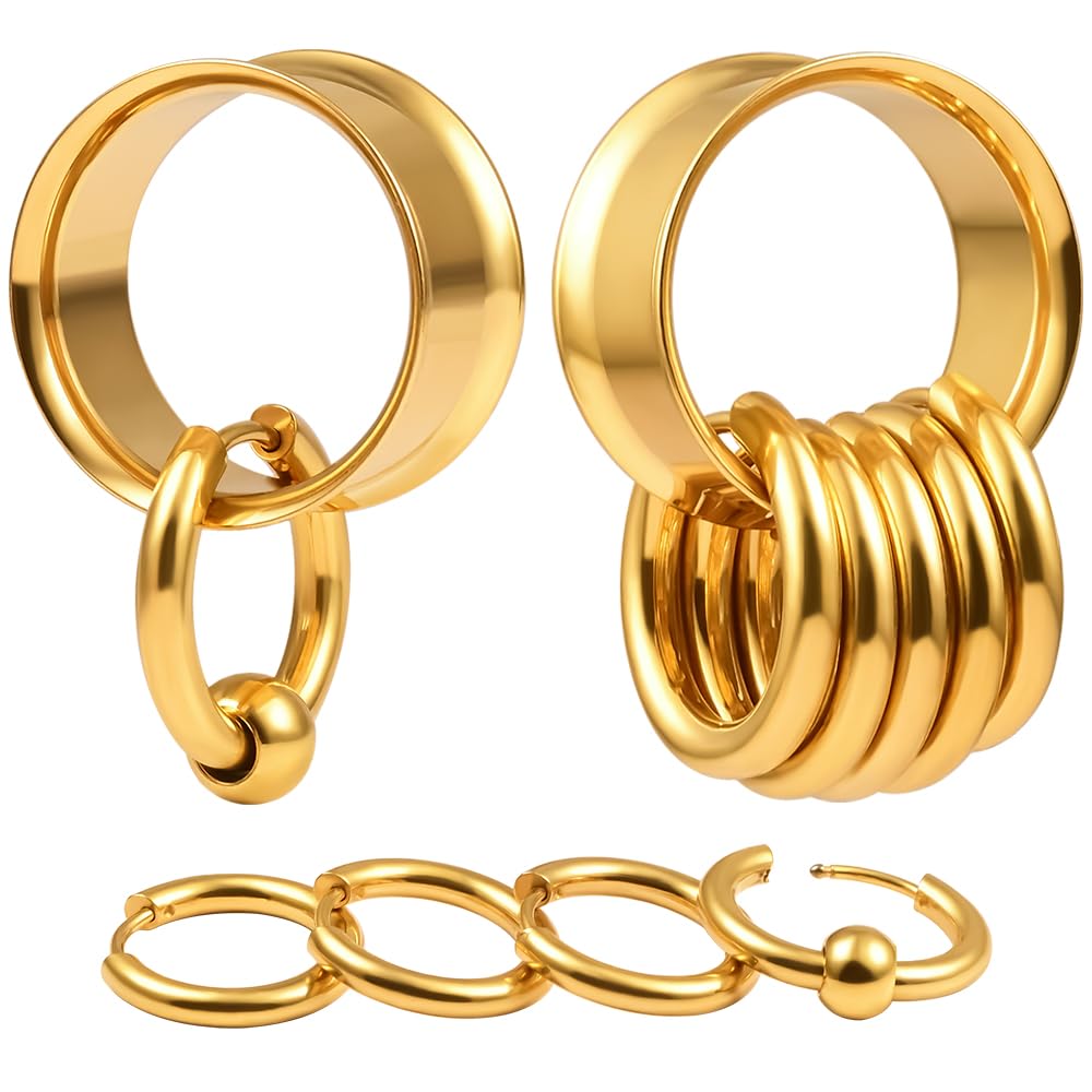 DOEARKO Flesh Tunnel Dilatatore Orecchio in Acciaio Inossidabile Calibri per Orecchie Double Flared Seashell Tunnel Ear Stretching Piercing Corpo Gioielli per Uomini e Donne 8-19mm