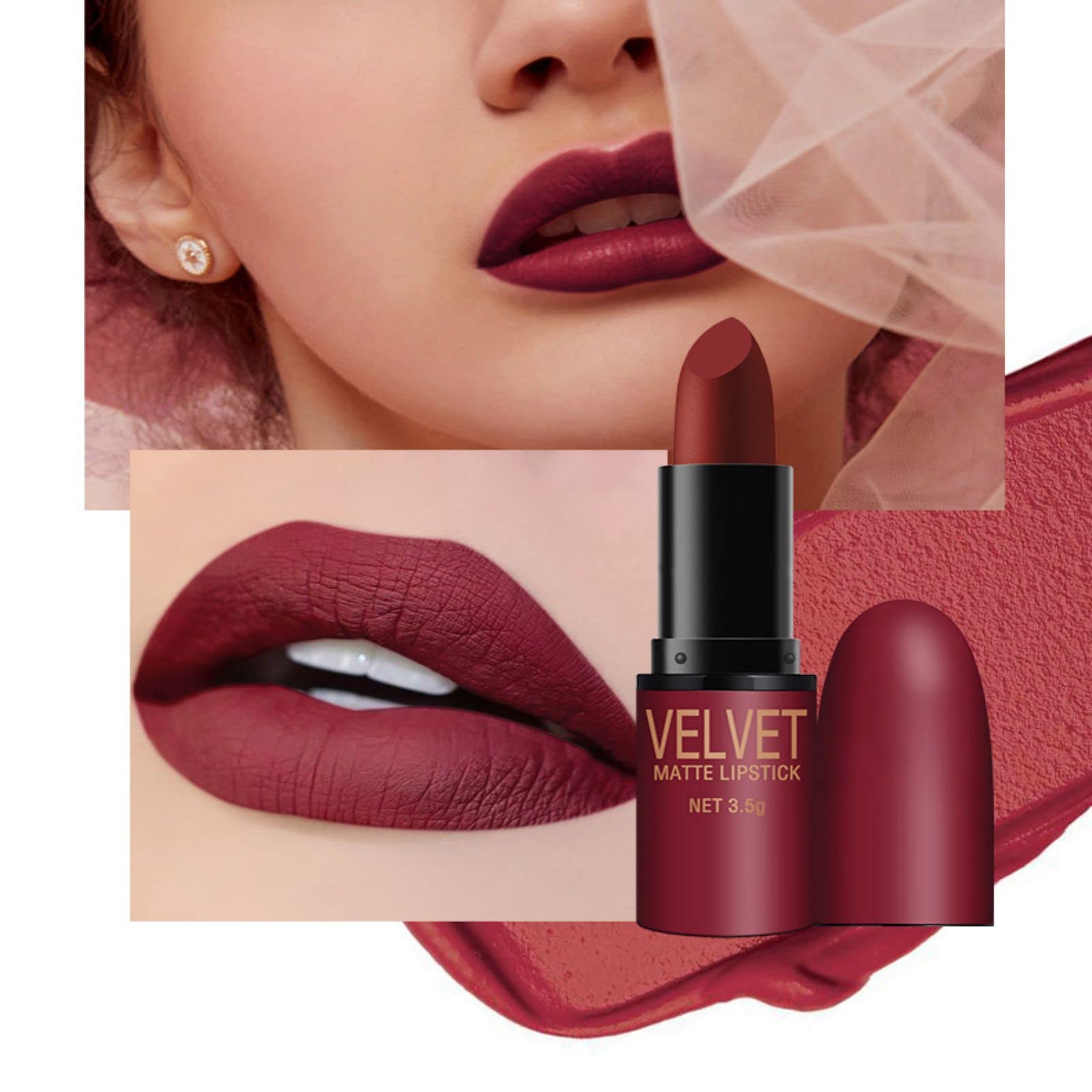 RoseFlower 6 Colors Lipsticks Set,Matte Lipstick with Gift box, Velvet Rose Lipstick Kit Nude Lipstick Long Lasting, Waterproof Lip Tint Makeup Set Kit Professional Lip Makeup Gift for Women - Image 4