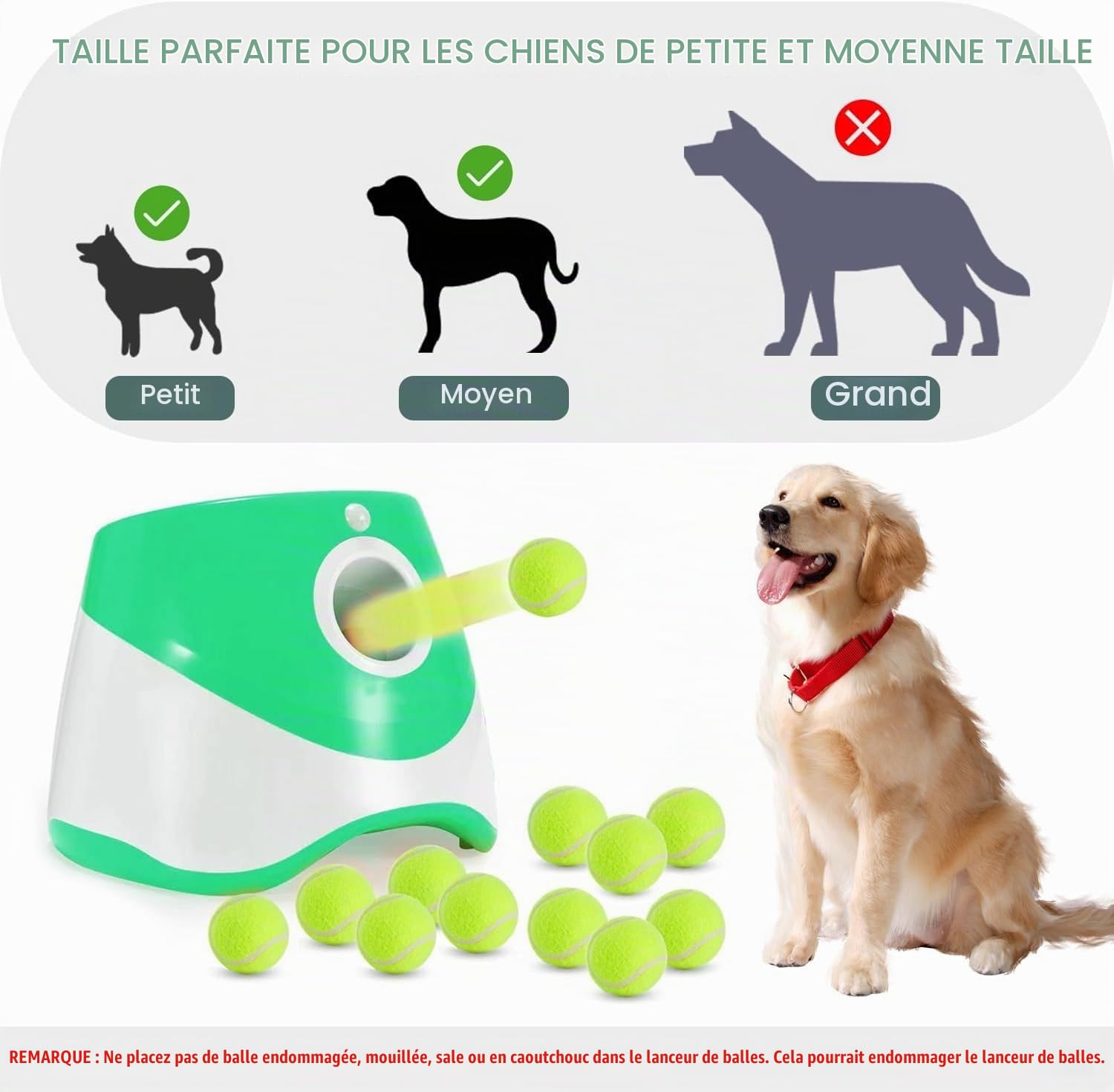 Lanceur Automatique De Balle Pour Chien, Lanceur De Balle Interactif Rechargeable à 3 Modes Pour Intérieur Et Extérieur Avec 3 Distances De Lancement Pour Chiens De Petite Et Moyenne Taille, Intérieur