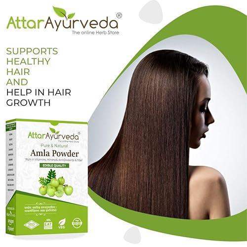 Miniatura 5 de Pure Amla Powder para cabello y piel, polvo herbario 100% natural, apoya el crecimiento del cabello y el cuidado del cuero cabelludo, ayuda a