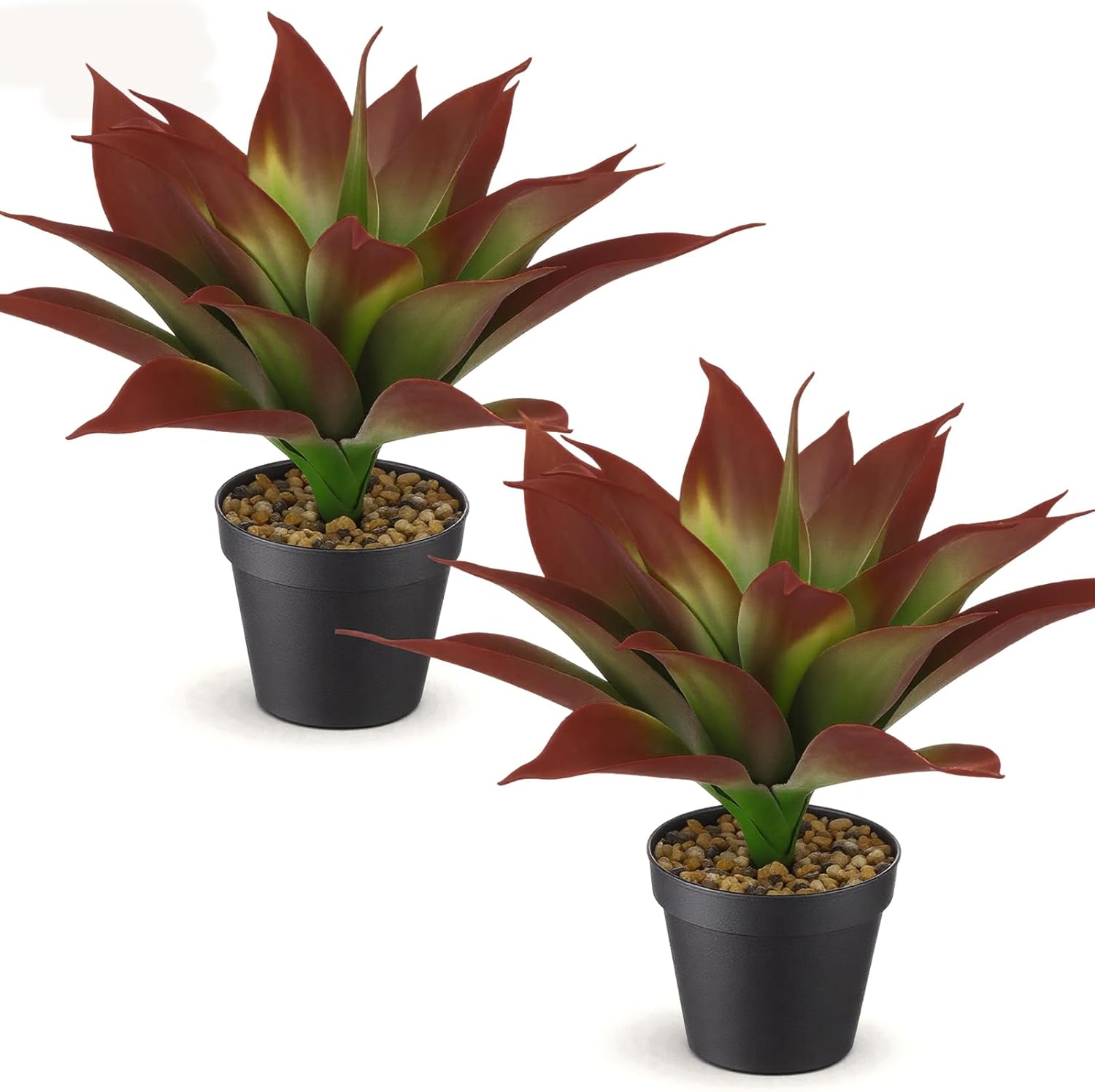 2 Set 15.7" Large Artificial Succulents Aloe Plants with Pot, Fake Agave Plants in Pot, Realistic Potted Artificial Greenery Plant for Home, Office Desk and Bathroom Decor