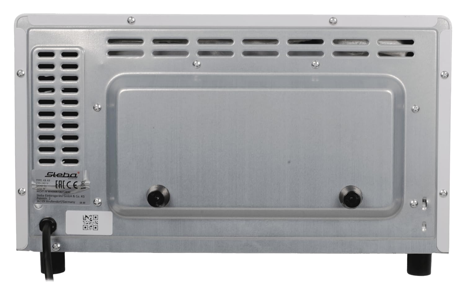 Steba Mini four avec volume de 9 litres, profondeur de pizza jusqu'à Ø 22 cm, double porte en verre, chaleur de voûte et de sole, 2 plateaux d'insertion, KB A9