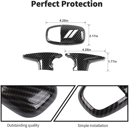 Miniatura 5 de JWWY Pomos de palanca de cambios para Dodge Challenger Charger 2018-2023 Durango Accessories 2015-2023 Fibra de carbono blanca, 3 piezas