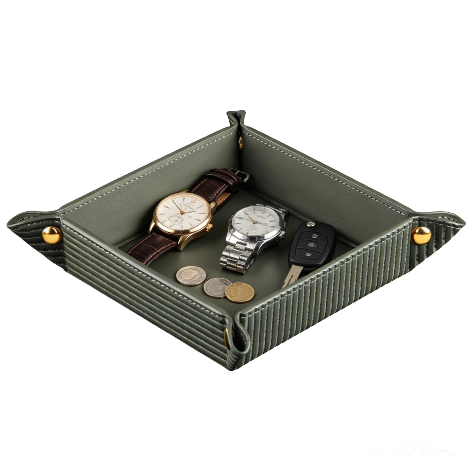YAPISHI Luxury Valet Tray for Men, PU Leather Vanity Jewelry Catchall Tray