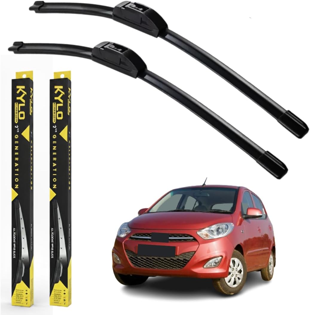 - Kylo Perfect Fitting Frameless Windshield 100% Scratch Proof Cleaning Water Repellant Silicon Wiper Blades Suitable for HYUNDAI i10 D 22,P 16 (Set of 2)