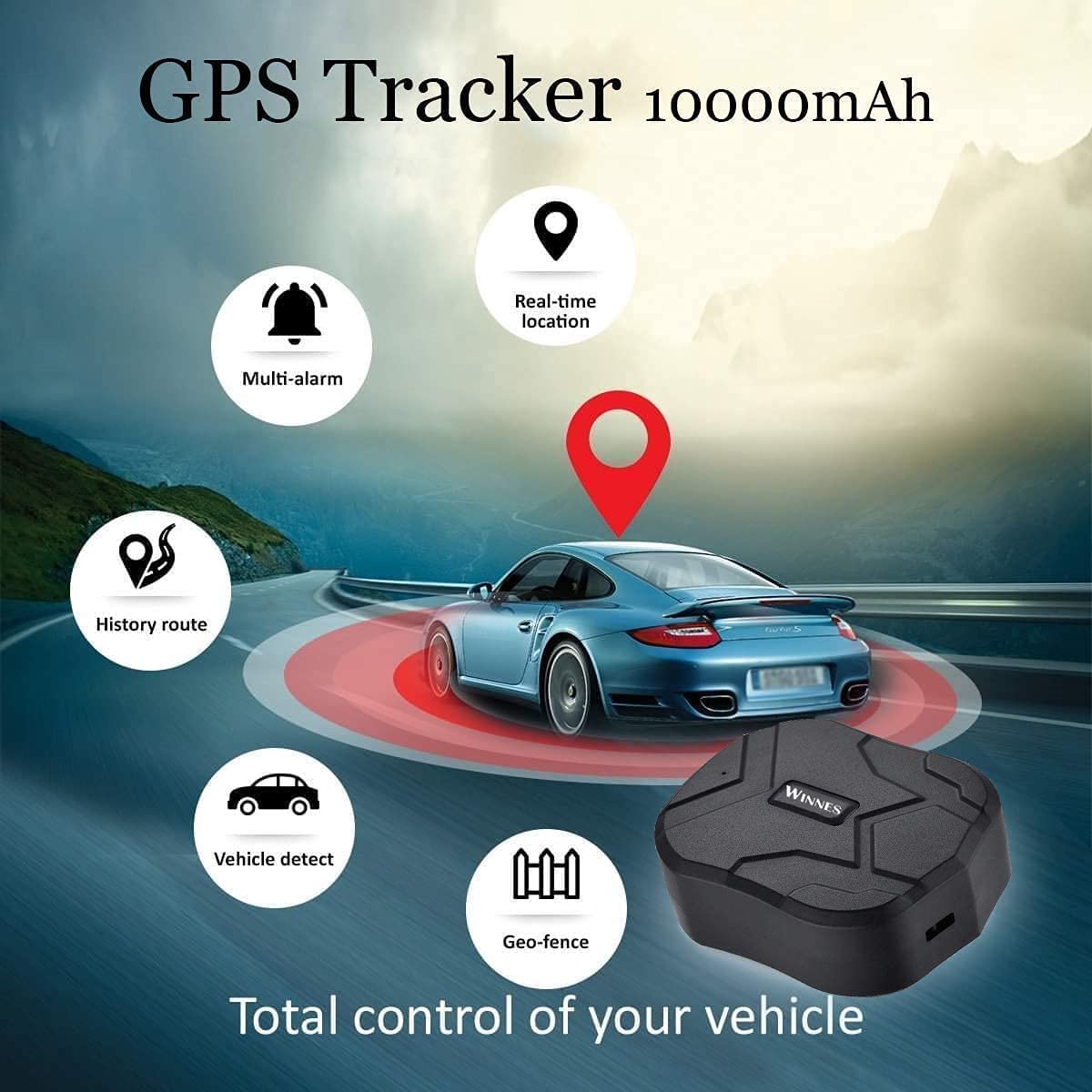 Zeerkeer Traceur GPS Voiture 10000mah Tracker GPS Clôture Géographique Aimant Construit Alarme Intelligente Multiple Historique de Navigation Traceur GPS App Geolocalisateur pour Voiture Camion Moto