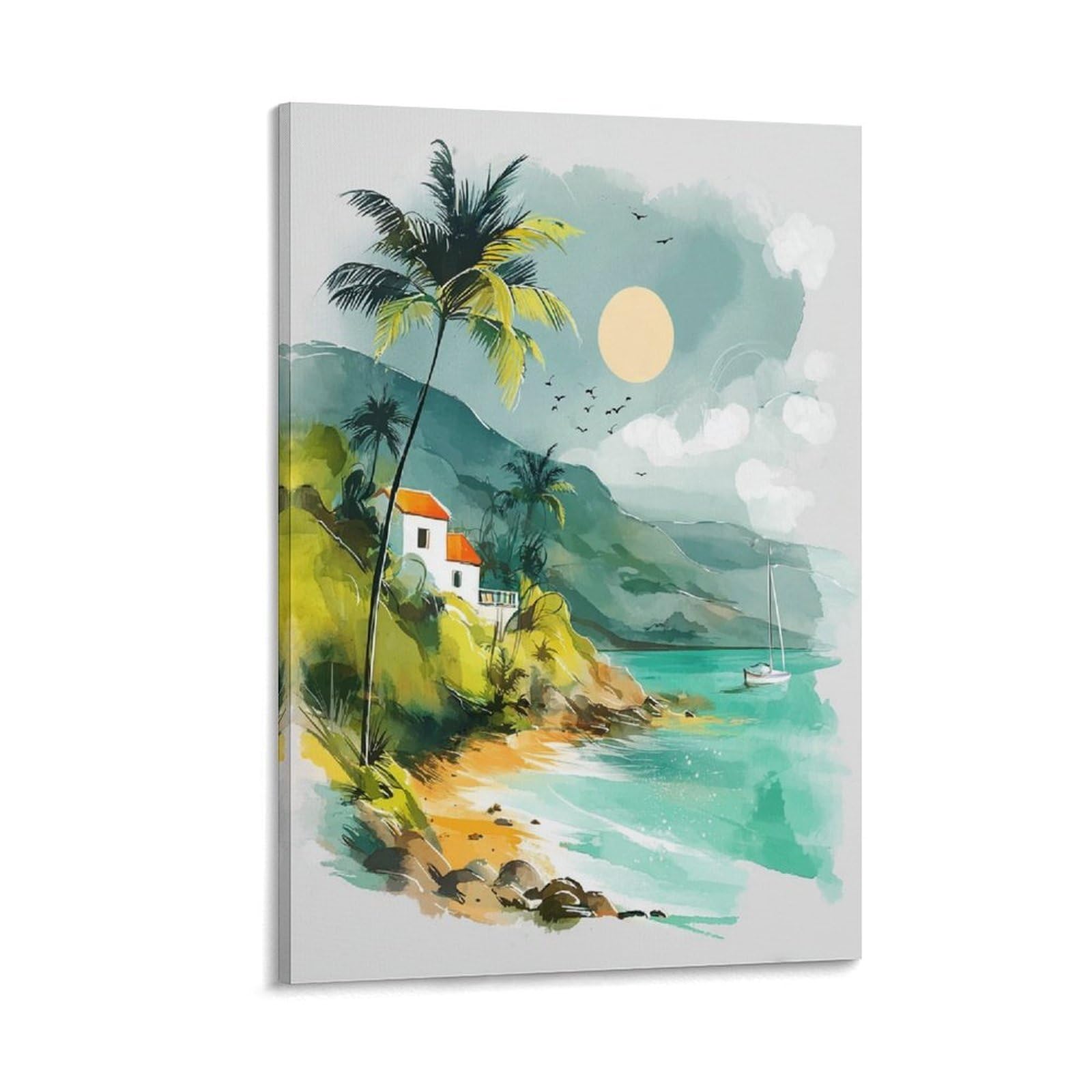 LCYNNH Saint Vincent Watercolor Painting 24x36inch(60x90cm) Vintage Travel Poster Watercolor Canvas Art