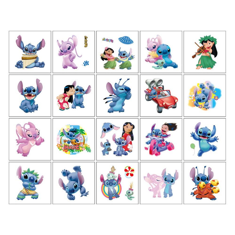 Photo 1 of **3 PACKS** 20 Sheets Lilo Stitch Temporary Tattoos for Kids, Cool Birthday Party Favors, Cute Cartoon Decoration Sticker Gifts for Teen Girl Adult Home Activity Class Prizes Carnival Christmas Rewards