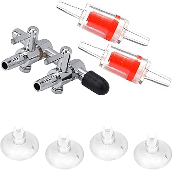 Jainsons Pet Products? 2-Way Aquarium Air Flow Control Lever Air Line Devider Valve Splitter Set with 2 Check Valve, and 4 Suction Cups for Fish Tank