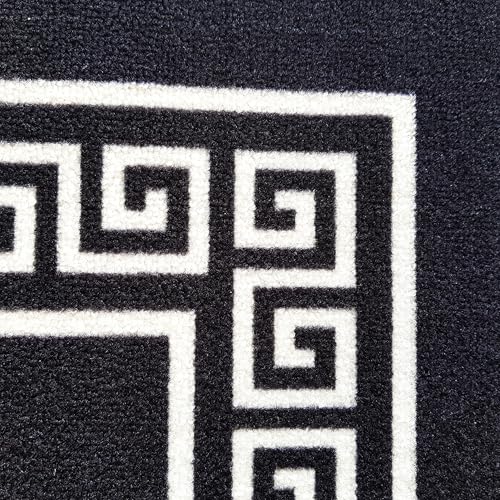 Image of Matz&More Anti Slip Kitchen Runner & Doormat Combo (50x120cm + 40x60cm), Nylon Tufted Floor Mat with Rubber Backing, Carpet for Kitchen, Hallway, Entrance & Bedside, Greek Black White