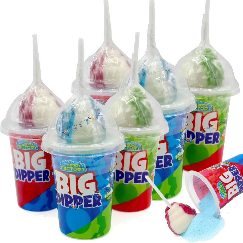 VSTARCrazy Candy Factory Fruit flavour lollipop & fruit flavour sour sherbet Big Dipper 50g (Pack of 6)
