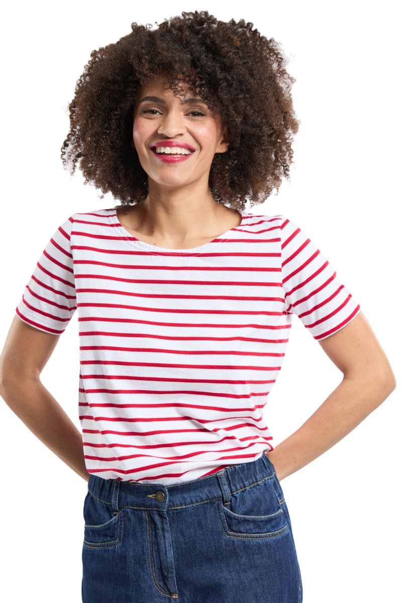 Armor Lux Women's Marinière hoëdic Héritage Femme T-Shirt Not Applicable, Multicolour (320 Blanc/Braise 320), 18 (Manufacturer Size: 5)