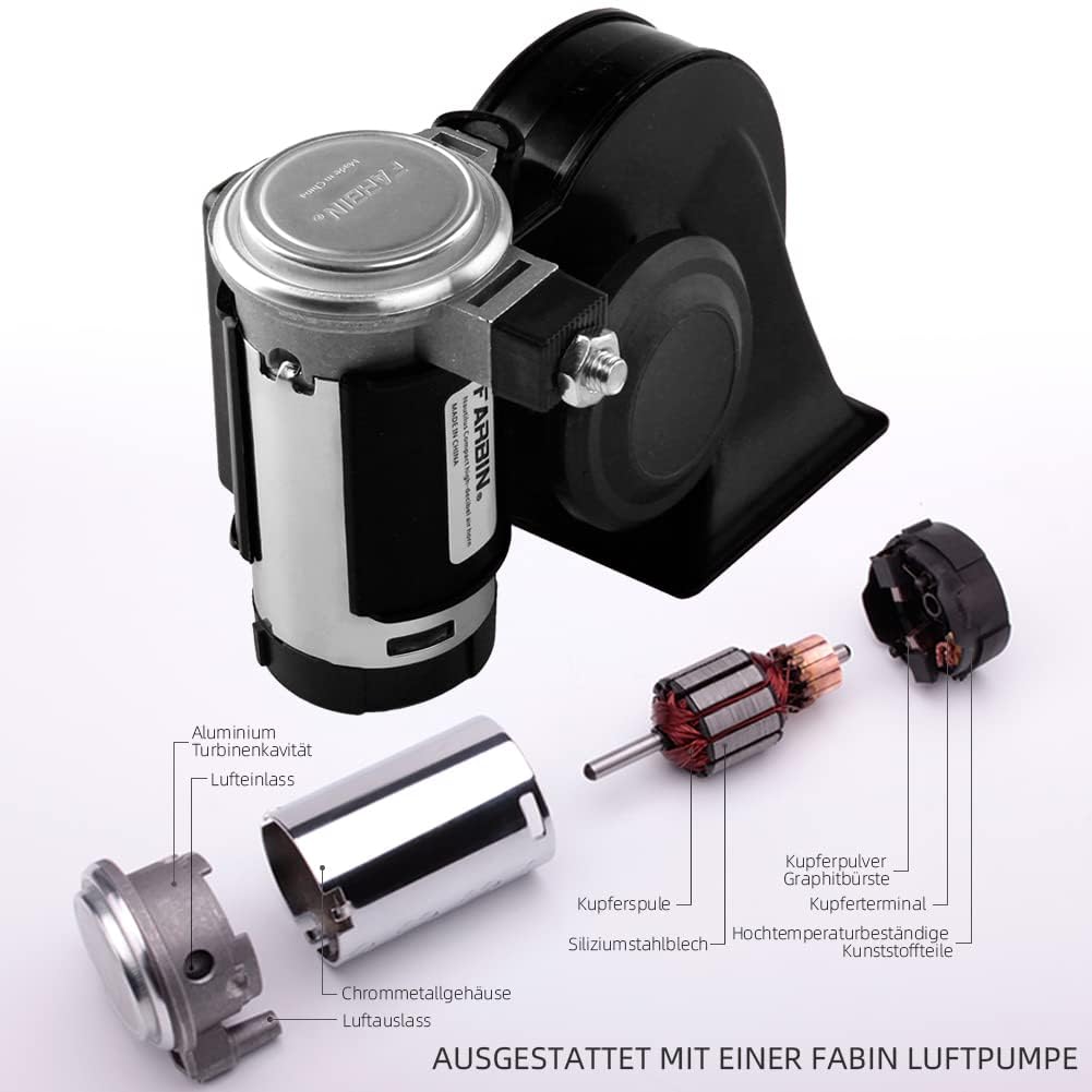 FARBIN Bocina de aire de 4 trompetas de 1224 V, 178 DB, bocina de aire súper fue FARBIN Bocina de aire de 4 trompetas de 1224 V, 178 DB, bocina de aire súper fue